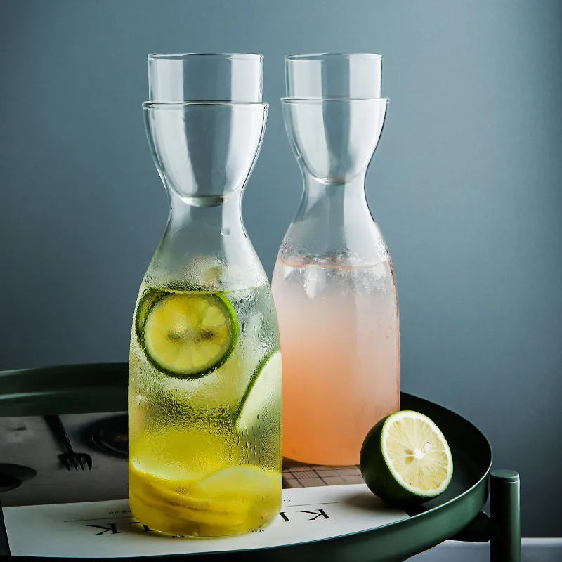 Transparent glass kettle and water cup set, Nordic style cold kettle for juice, milk and scented tea