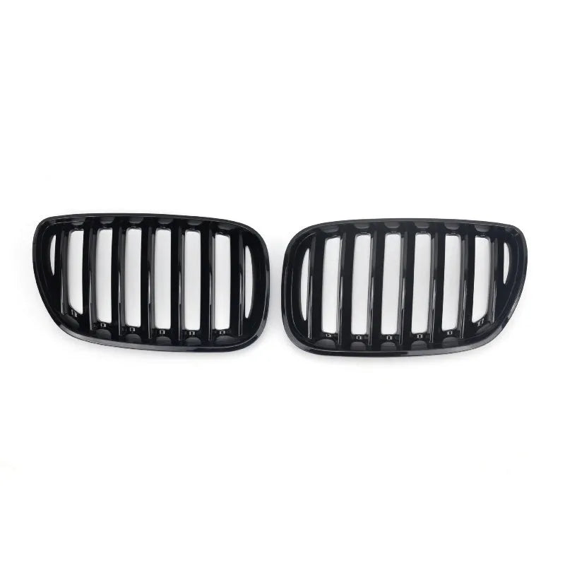 BMW X5 E53 replacement grille kit with 204-middle grid mesh pattern in bright black ABS plastic