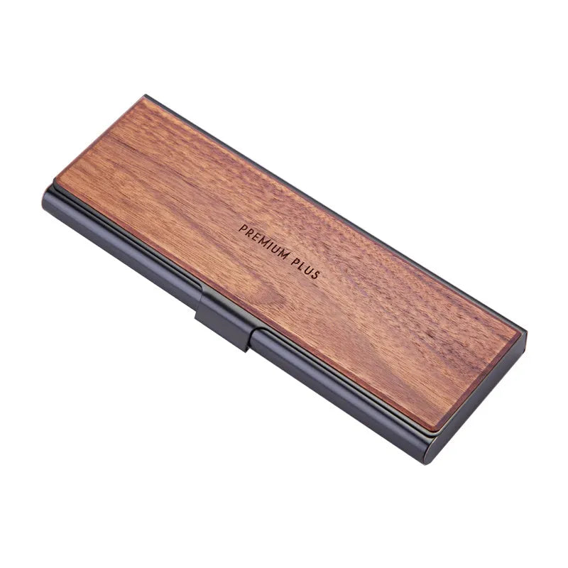 Pen box creative stationery storage aluminium alloy black walnut Japanese retro 189x69x19mm desktop pencil case