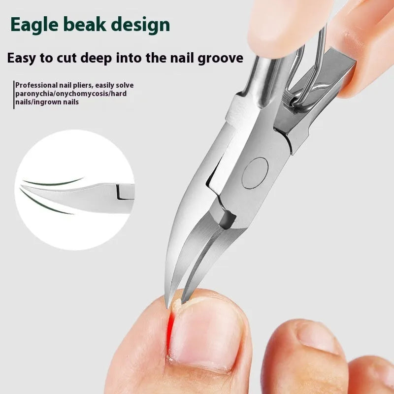 Bevel olecranon nail groove nail clippers in five colours: black, red, blue, pink, white.