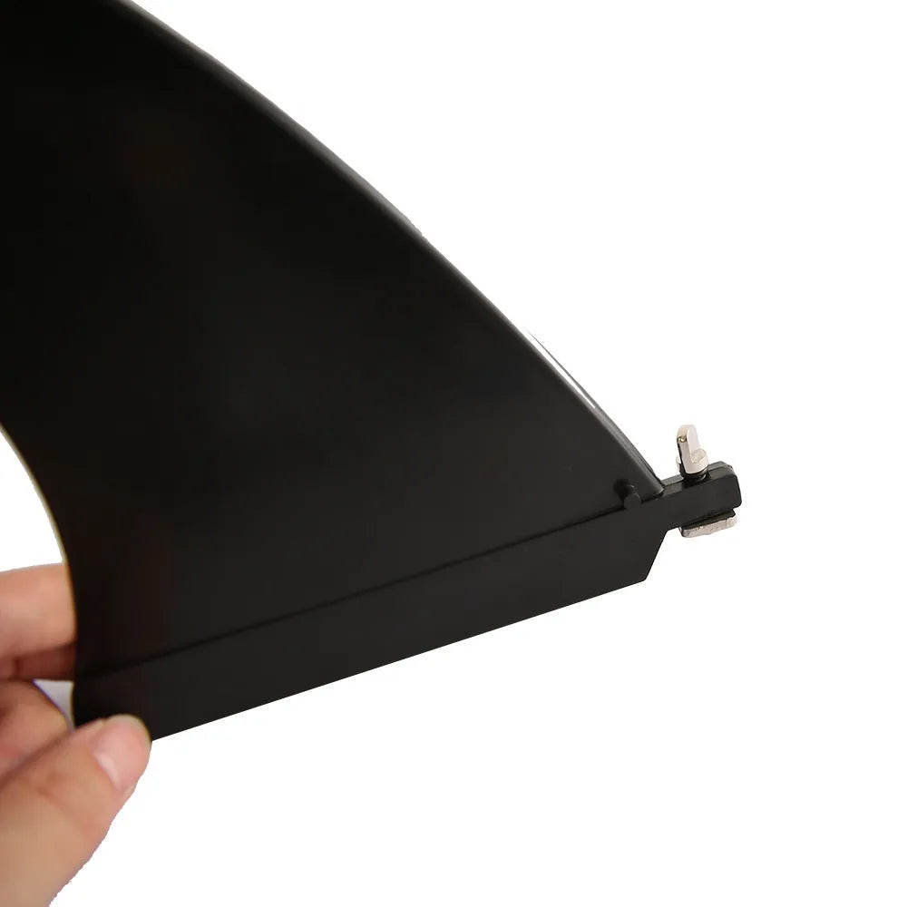 Heytur SUP paddle with large removable plastic fish fins for water dispensing, showing the complete unit.