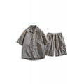 Men's casual two-piece set showing shirt and shorts in nylon blend fabric