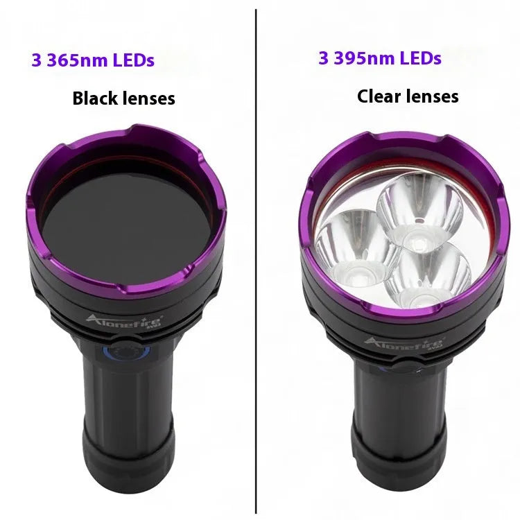SV83 30W black light flashlight with aluminium alloy body and 365nm UV output