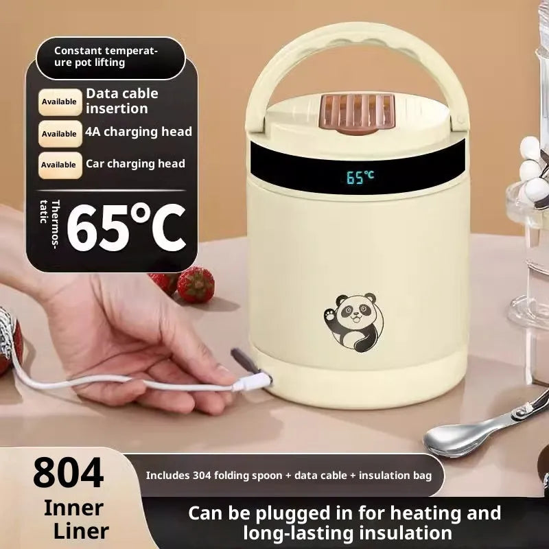 Stainless steel electric heated lunch box with Nordic style design in 1.8L capacity