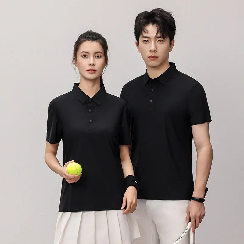 Chemical fibre blend polo shirt in apple green colour with short sleeves and loose fit for summer sports