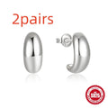 S925 sterling silver C-shaped stud earrings with glossy gold electroplated finish
