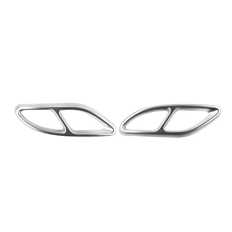 Set of two aluminium alloy tailpipe covers for 19-23 Mercedes-Benz Class A in silver finish
