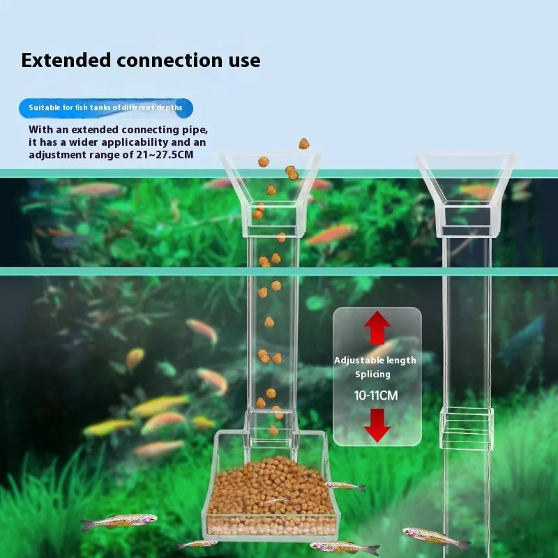 Aquarium feeding tube kit with cleaning brush and feed spoon in 17cm, 28cm, and 38cm sizes.