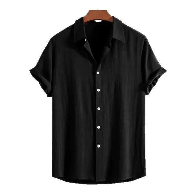 Men's loose short sleeve cardigan in polyester fibre available in black green white colours