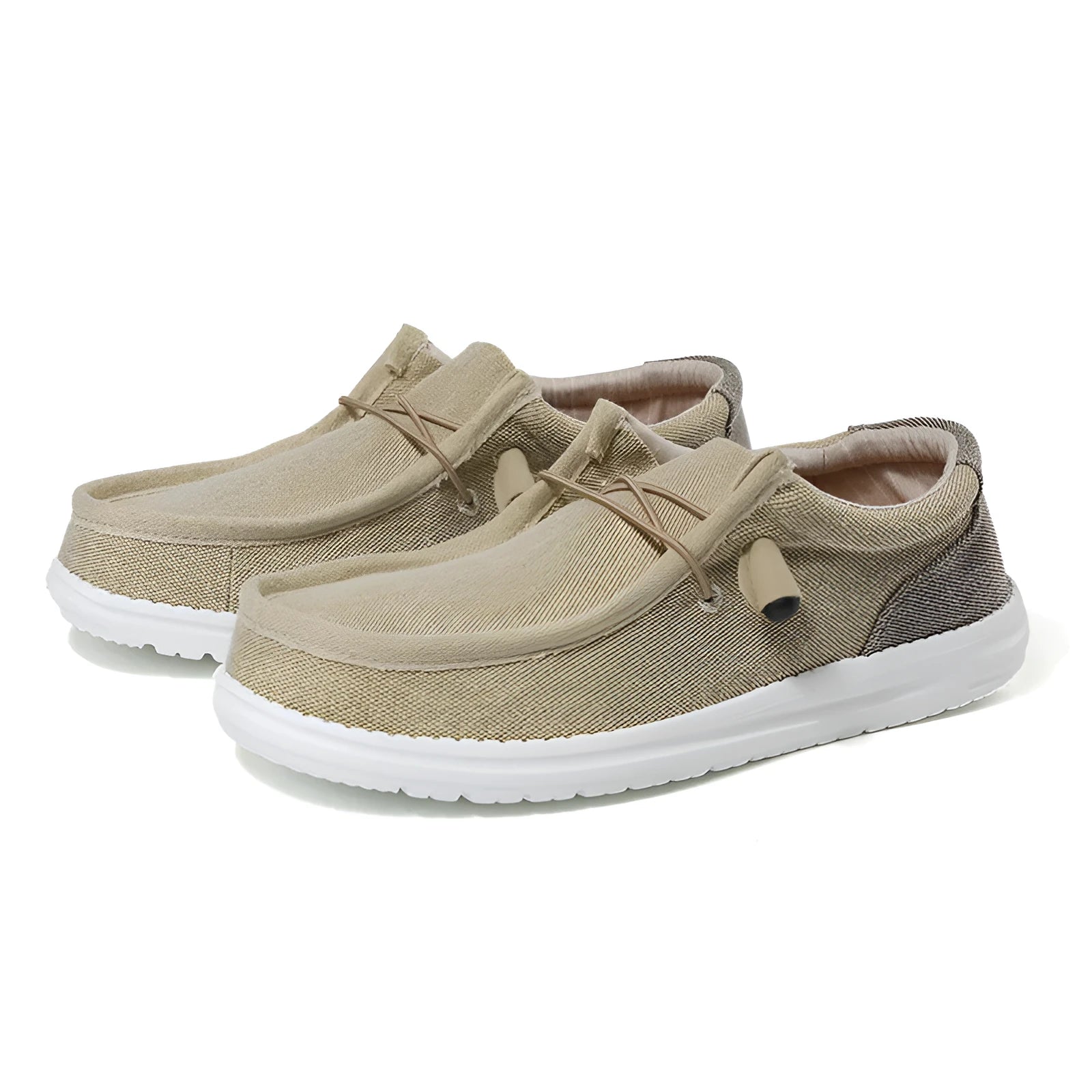Men's green and orange canvas shoes with round toe and colour splicing detail