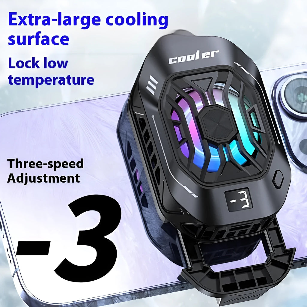 Mobile phone radiator with semiconductor refrigeration, three-gear temperature control, Type-C interface, ABS construction, 83x53x40mm, white colour option