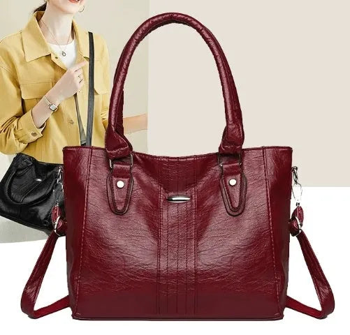 PU large capacity underarm shoulder messenger bag in camel colour with horizontal square shape and sandwich pocket.