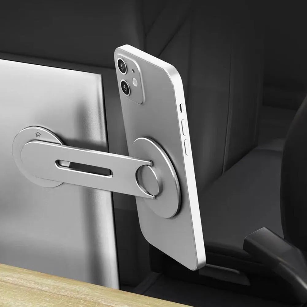 Tesla magnetic phone holder with aluminium alloy body and silicone magnet for dashboard or windscreen mounting