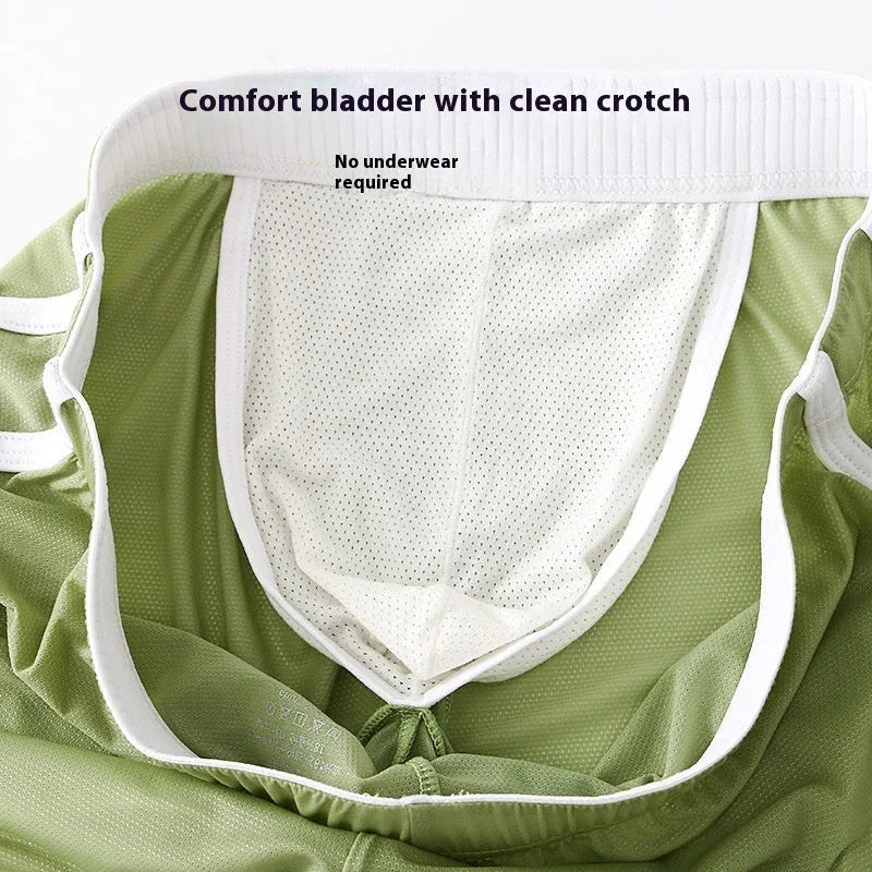 Men's ice silk mesh boxers in low-waist design showing ultra-thin fabric texture