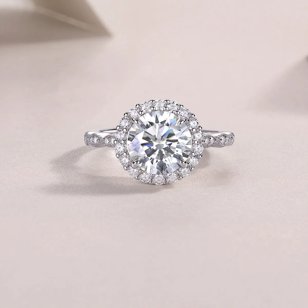 3-carat moissanite wedding ring set with S925 silver platinum plating in gift box