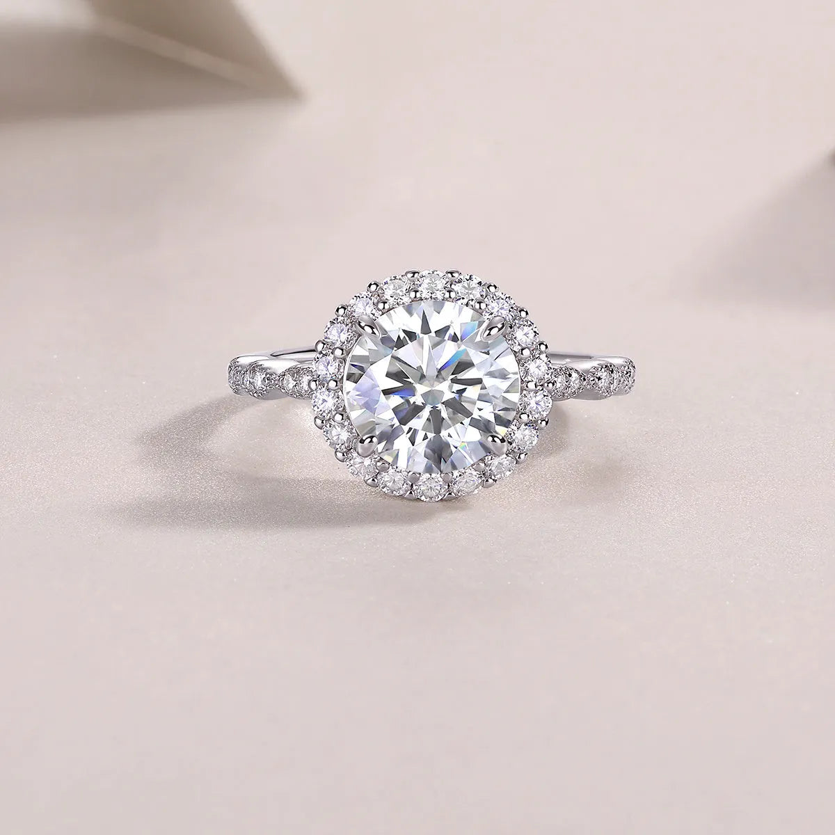 3-carat moissanite wedding ring set with S925 silver platinum plating in gift box