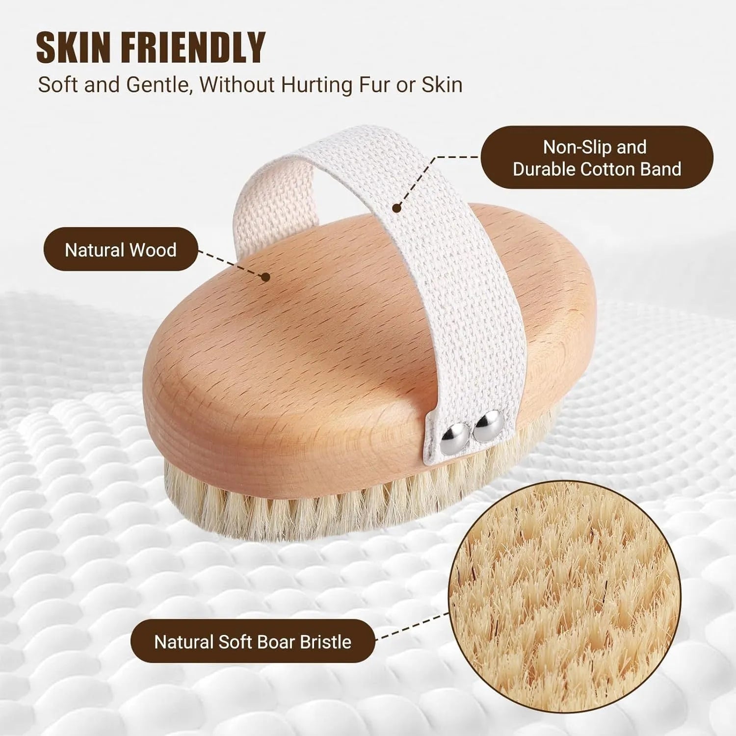 Soft natural boar bristle pet palm brush on beech wood handle for short haired dogs and cats gentle grooming