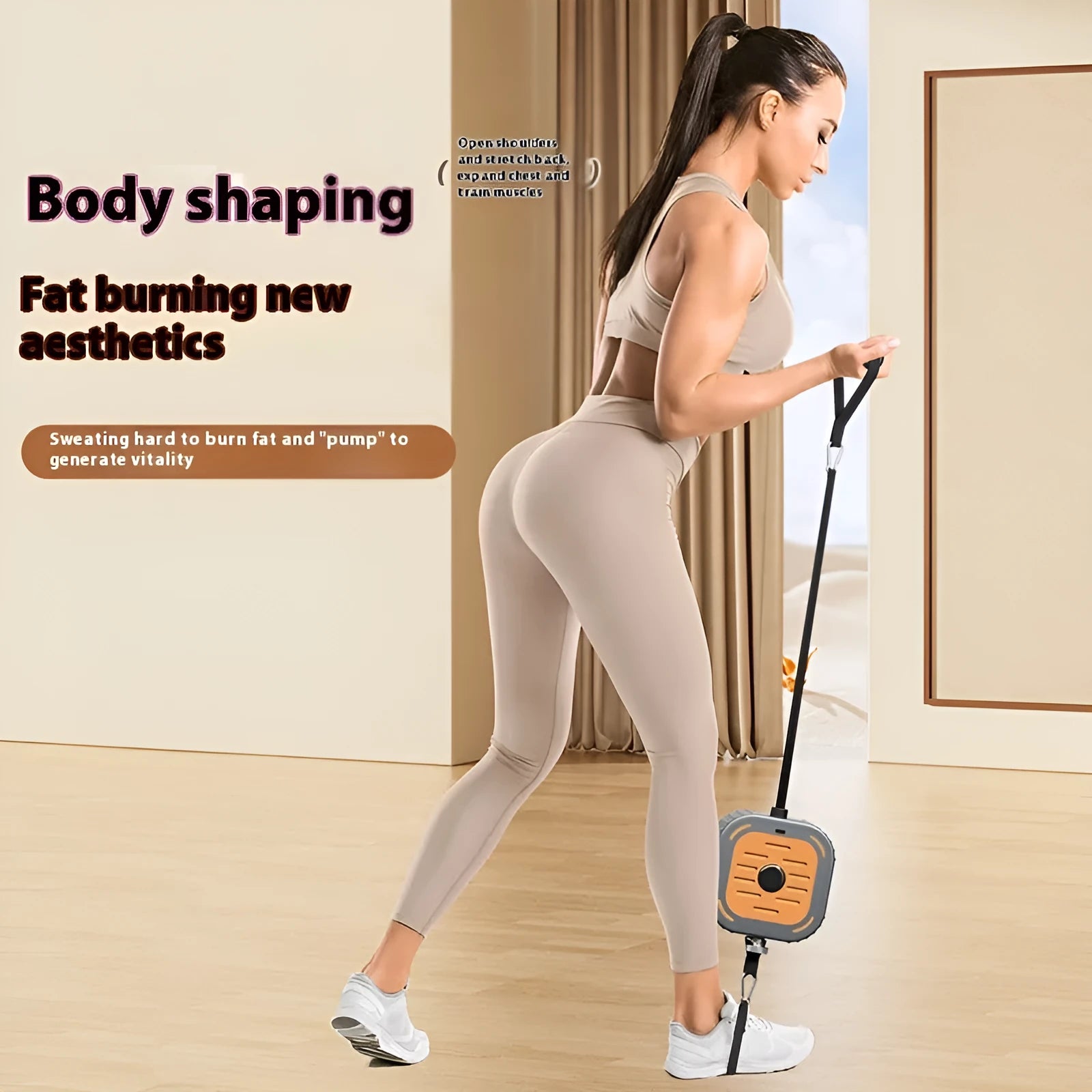 Adjustable power pump chest expander in vibrant orange or navy blue for home strength training.