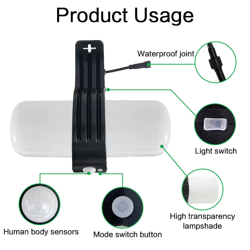 Black outdoor solar sensor floodlight with an abstraction design, shown with mounting bracket.