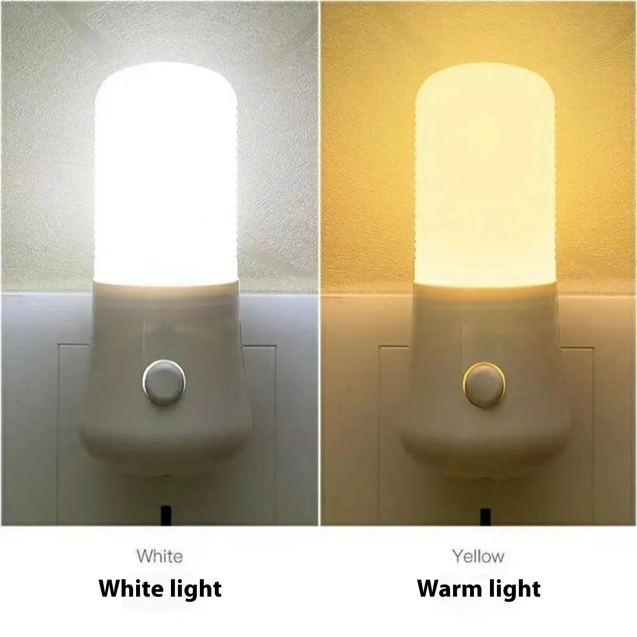 White minimalist plug-in bedside night light with American plug and switchable lighting