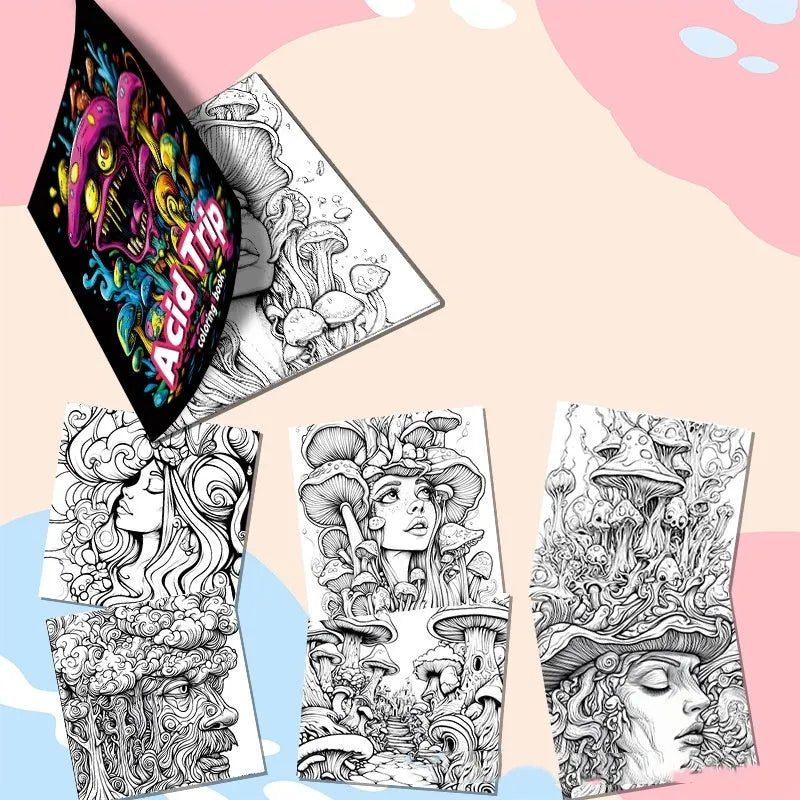Acid tour colour creative painting book measuring 200mm in length with paper pages