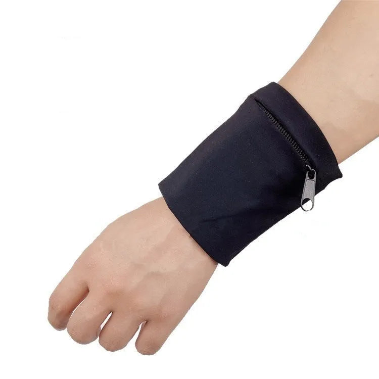 Compact 10 by 10.5cm wrist-worn armband sleeve for carrying a mobile phone.