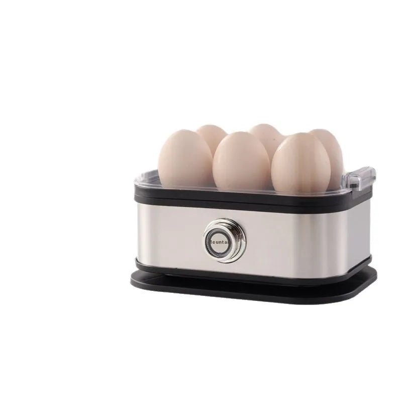 Black portable stainless steel egg boiler with carrying belt for travel and camping use
