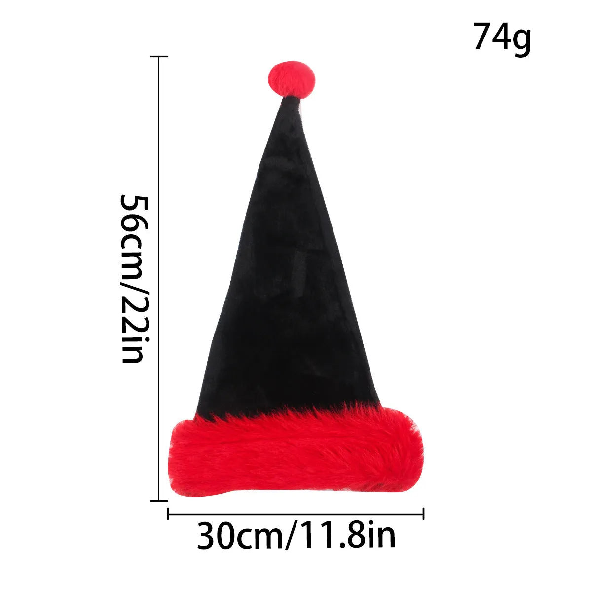 Thickened plush Christmas hat with traditional European styling in red and black colour combination