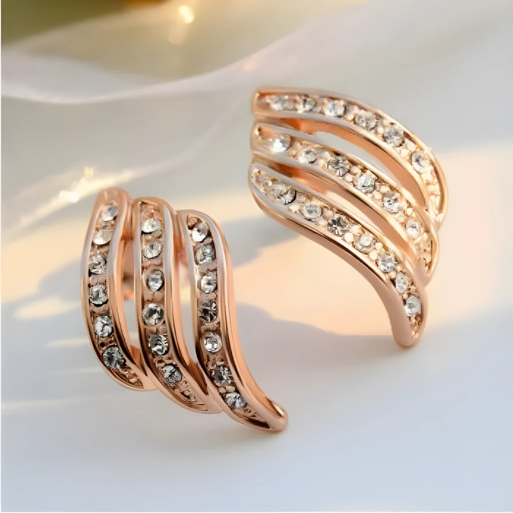 Simple plated wild earrings for women, lightweight 9g, gold tone finish, pierced earrings