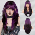 Vanilla green long straight synthetic women's wig measuring 63cm with bangs