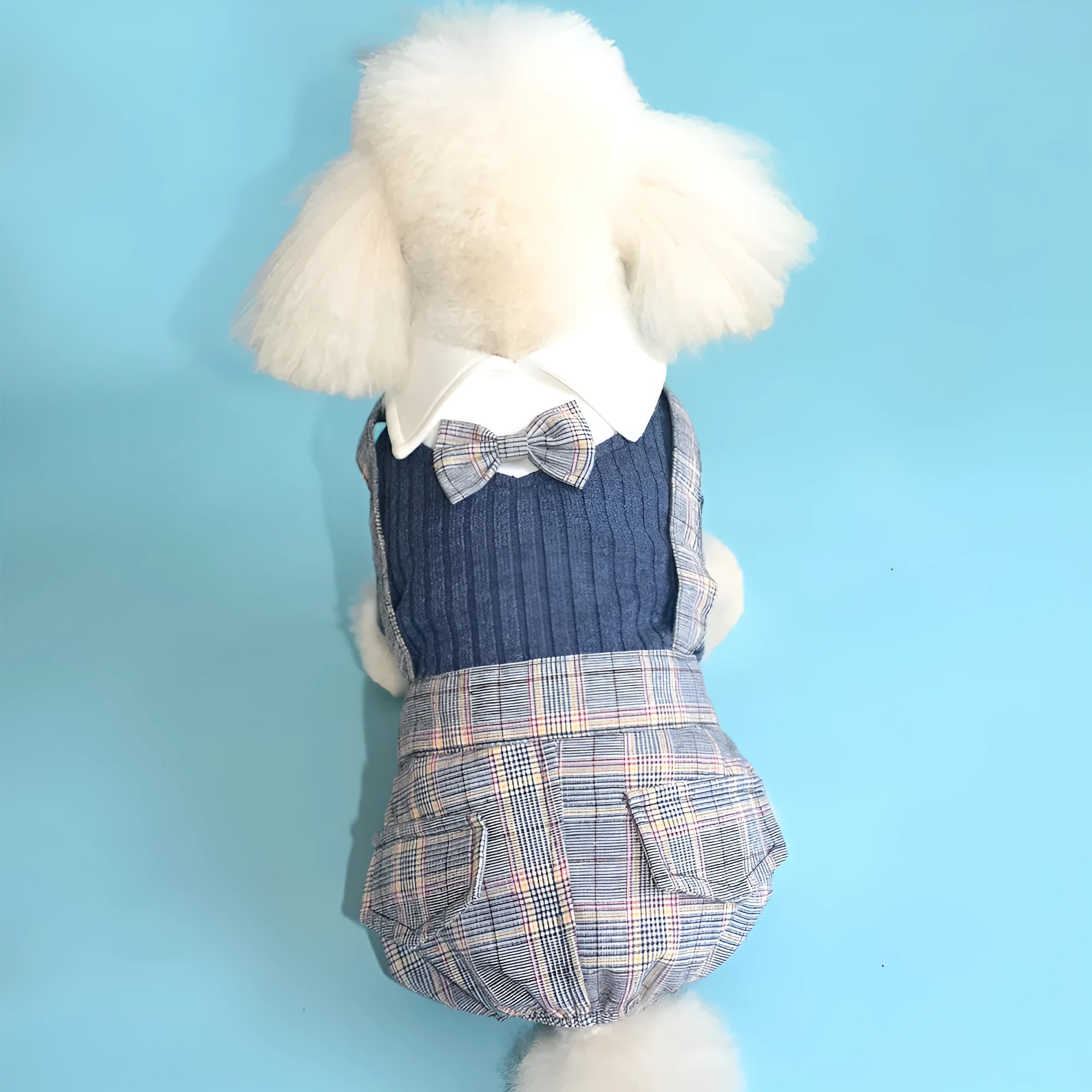 Orange cotton button shirt for small dog on mannequin