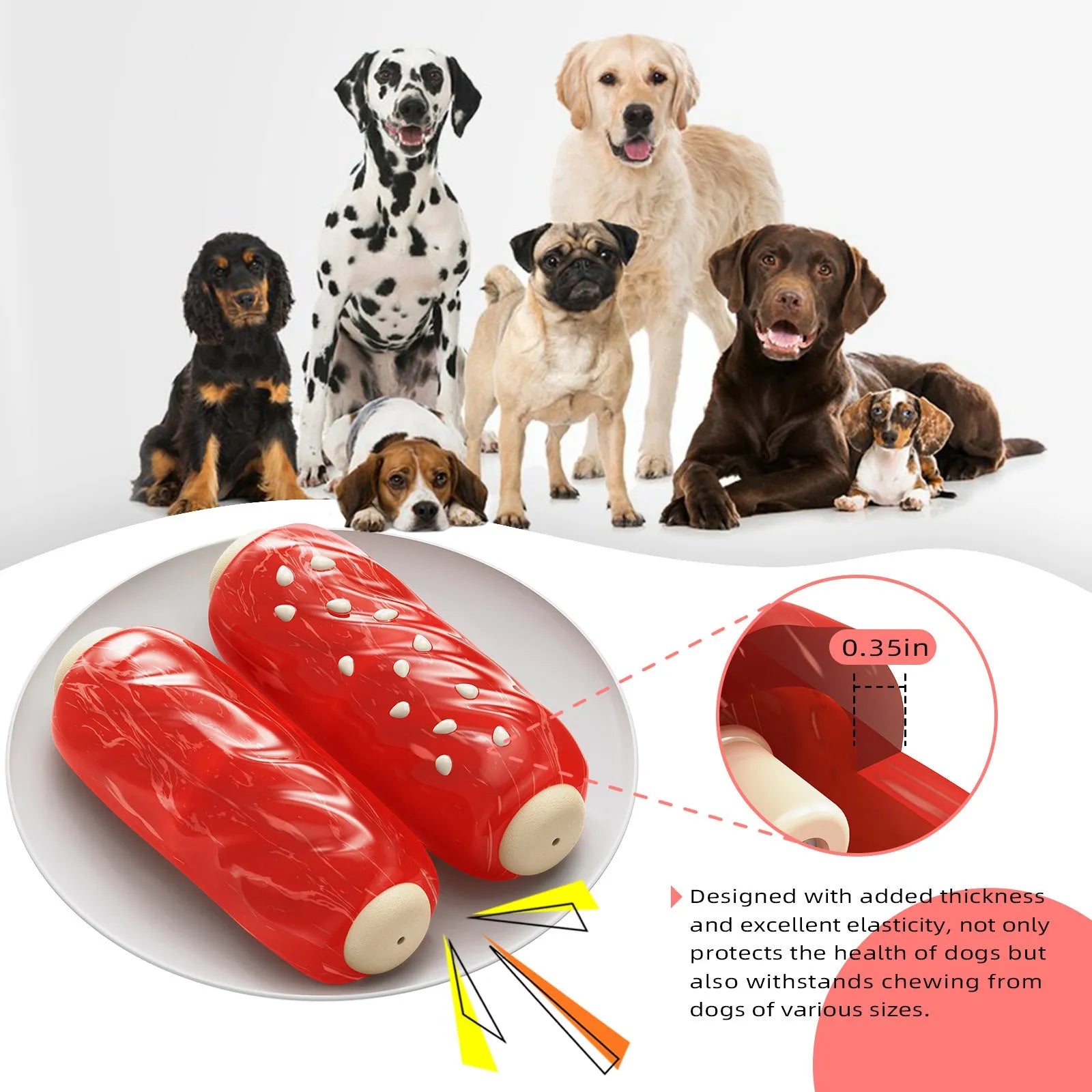 Glue Toothbrush brand plastic molar chew rod dog toy in a primary colour.