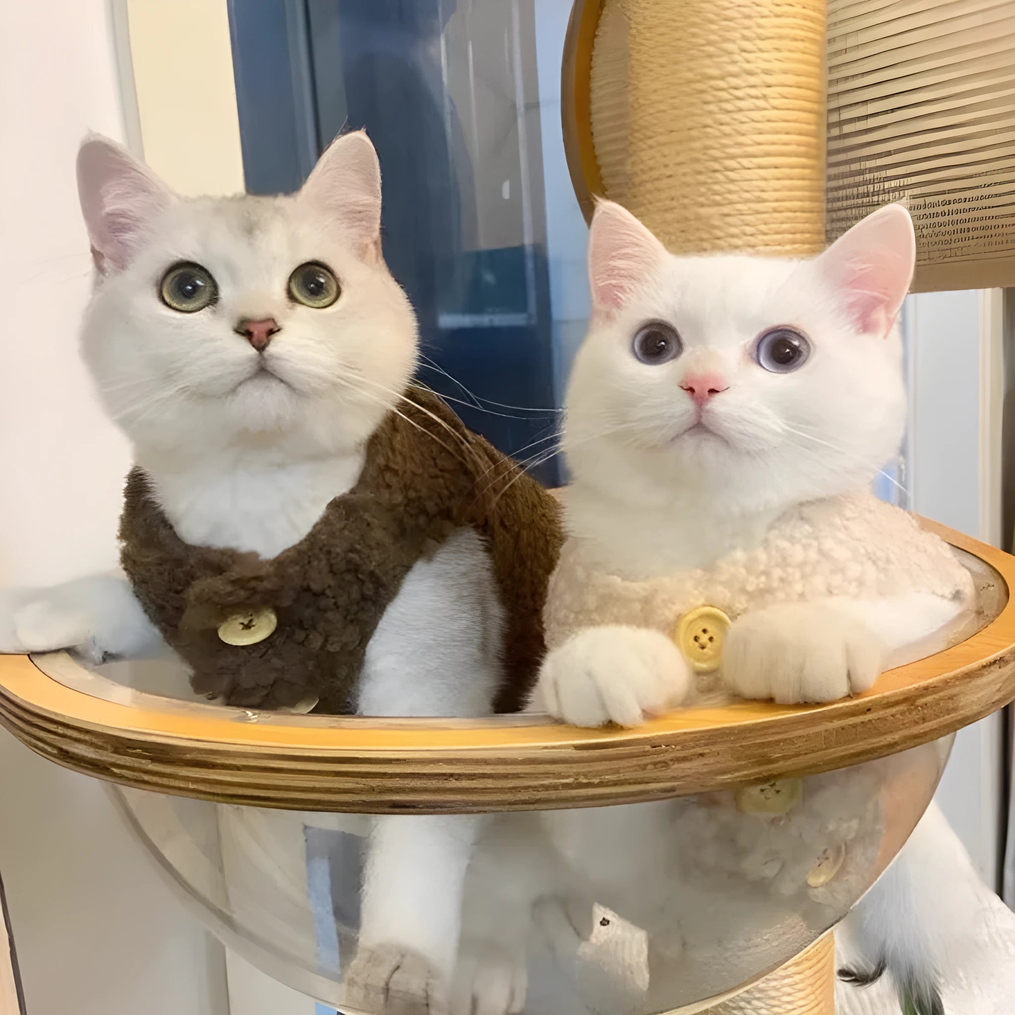 Apricot or brown polar fleece cat vest showing lambswool-style texture and vest design