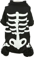 Glow in the dark skeleton Halloween dog costume jumpsuit for small dogs, sizes S to XL