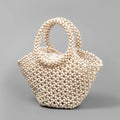 Hand-woven maple beach bag with wooden bead decoration showing hollow dumpling design