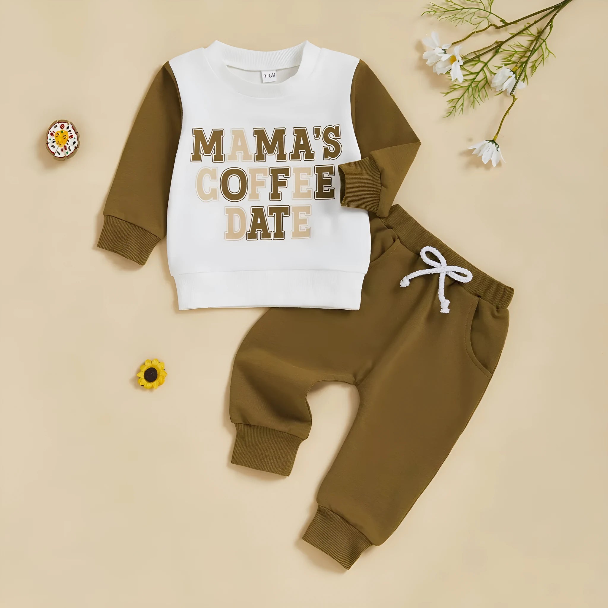Boys' cotton printed sweater suit in sky blue, two-piece set with trousers