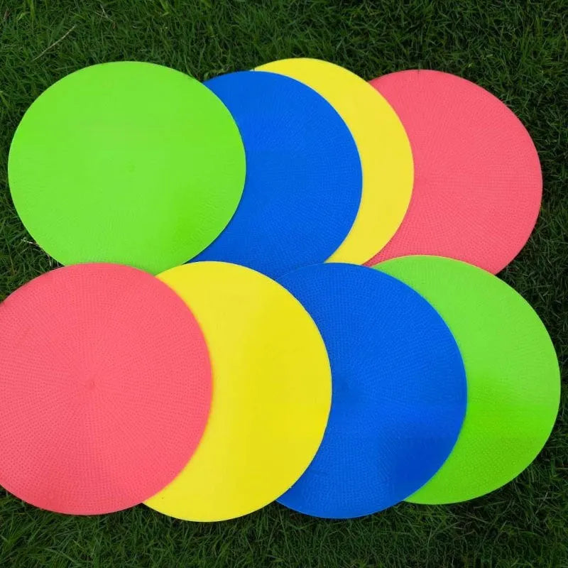 23cm diameter football training marker pad in multiple colours for field drills