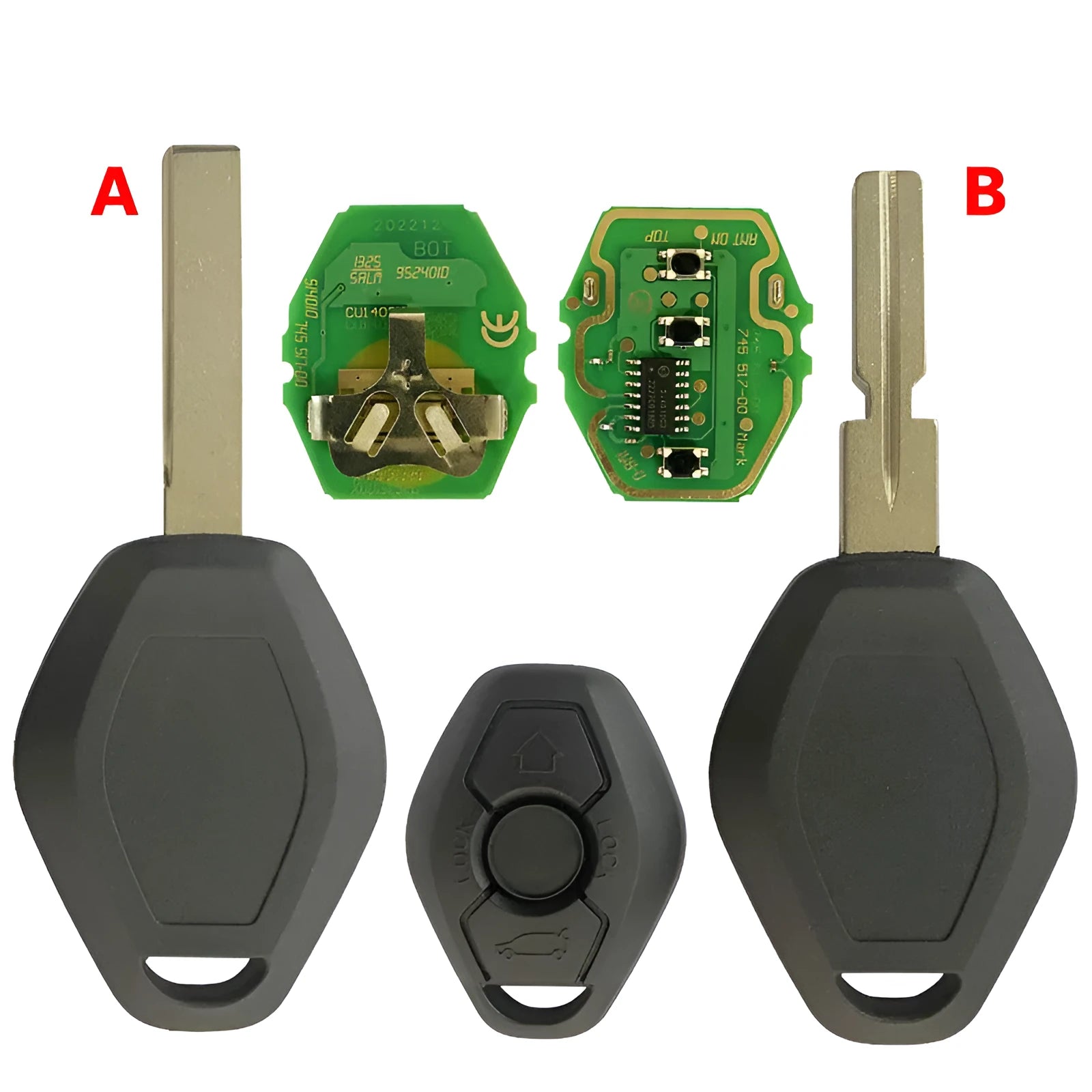 BMW EWS 3 button remote key replacement with ID44 chip and HU58 blade for 1998-2005 models