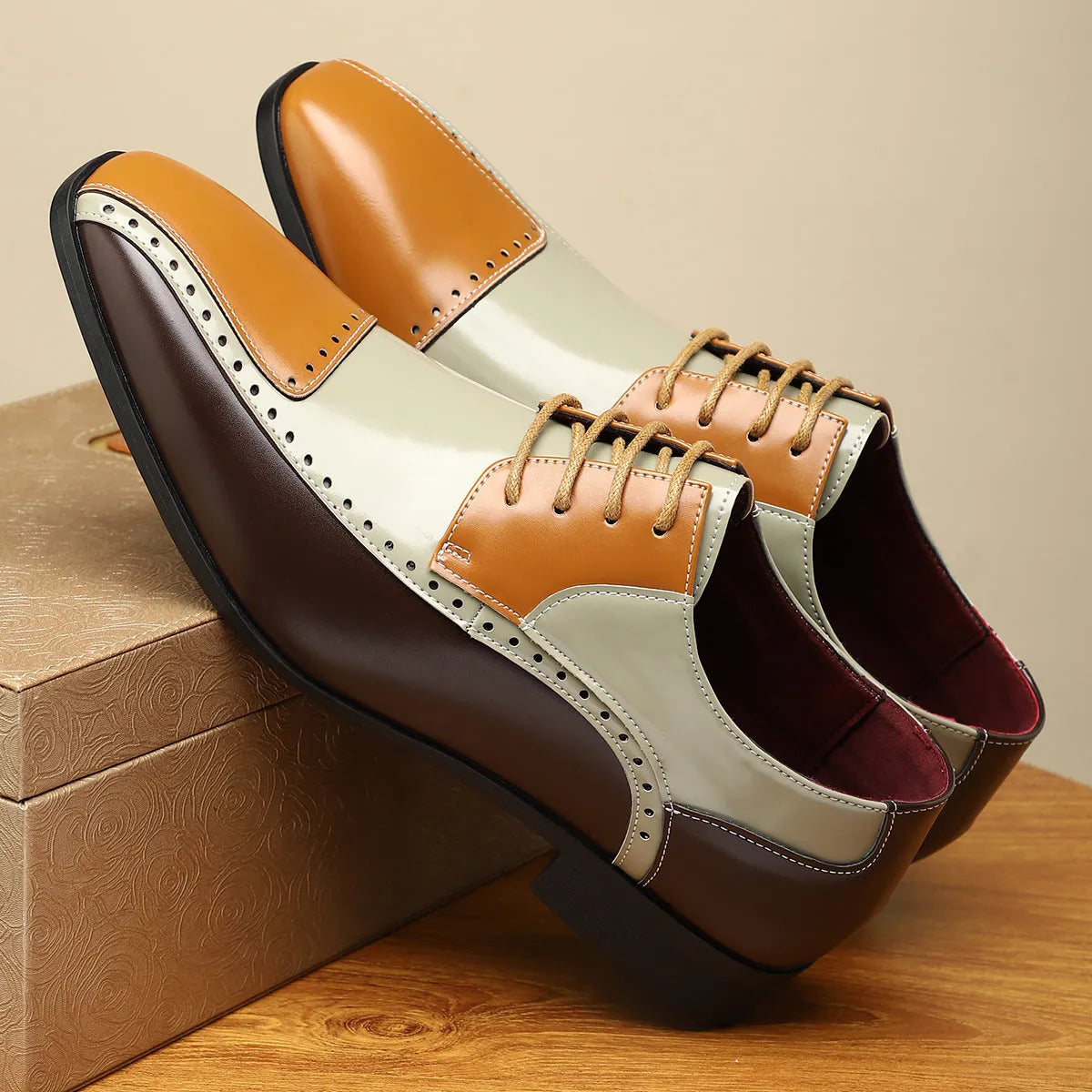 Men's black leather-look business shoes with decorative stitching and structured toe cap on EVA sole