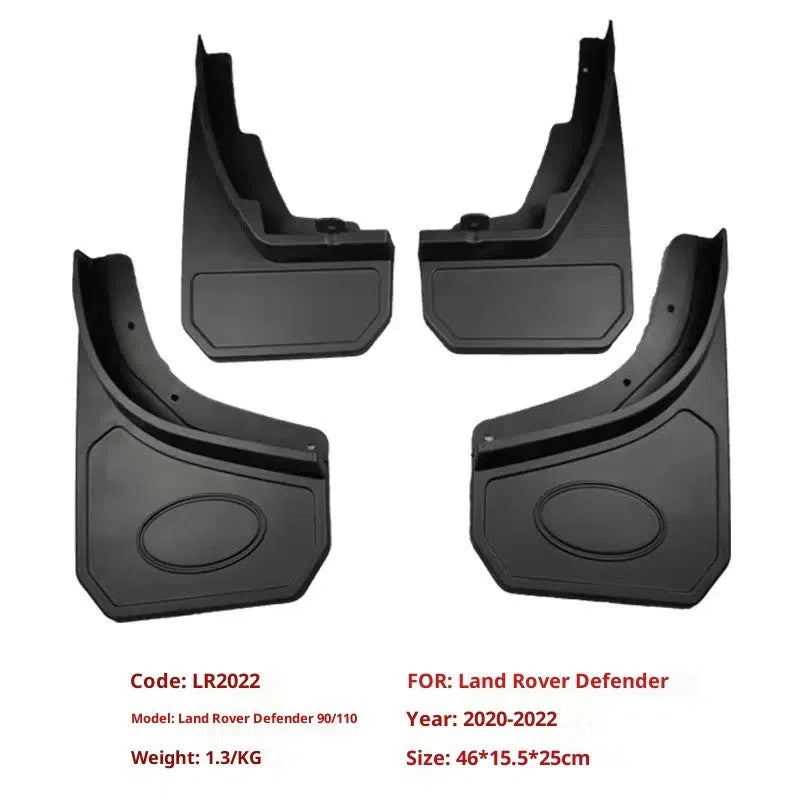 Set of 4 plastic mudguards for Land Rover Defender 90/110 large version with screws and buckles