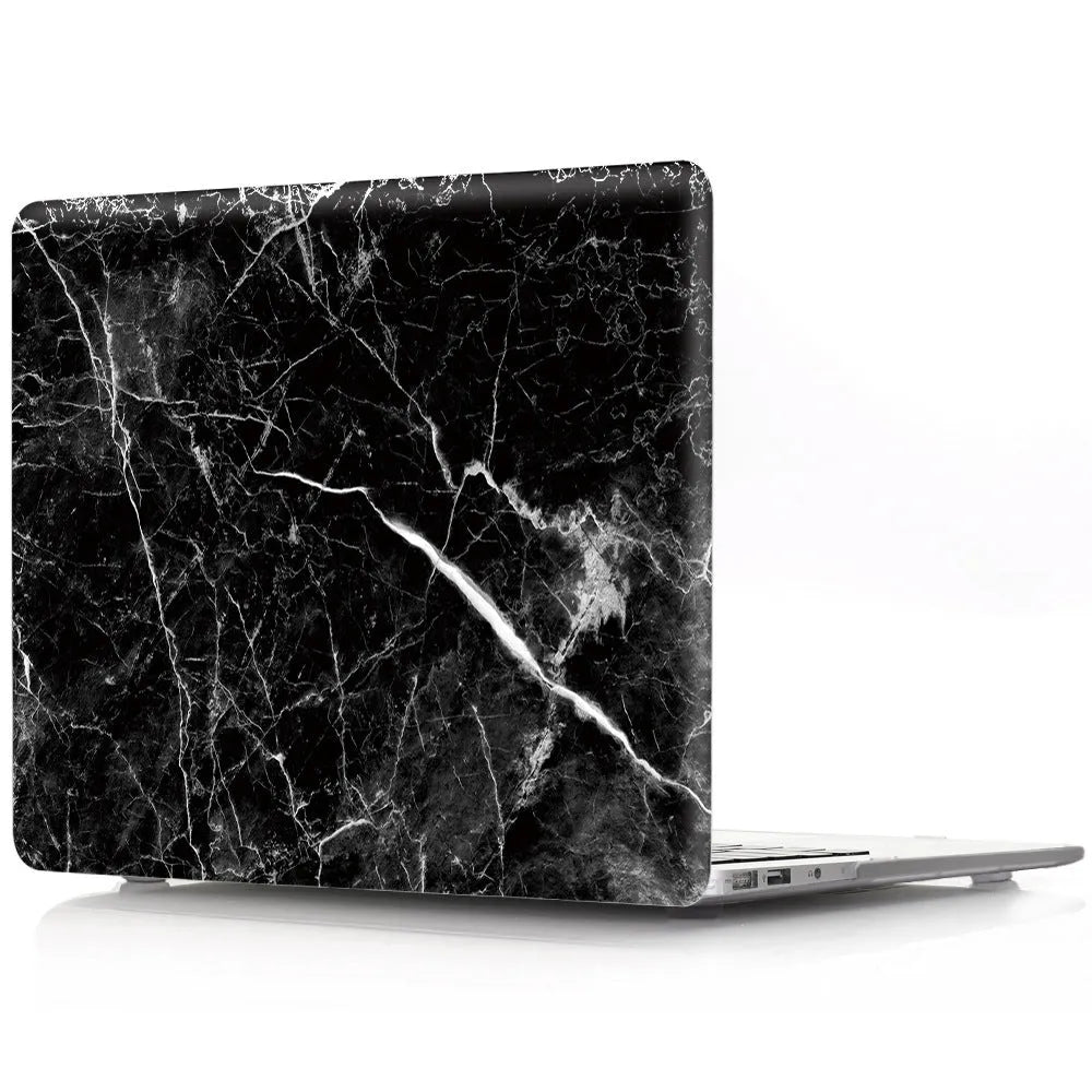 Marble pattern plastic hard case on a MacBook laptop in various colour options