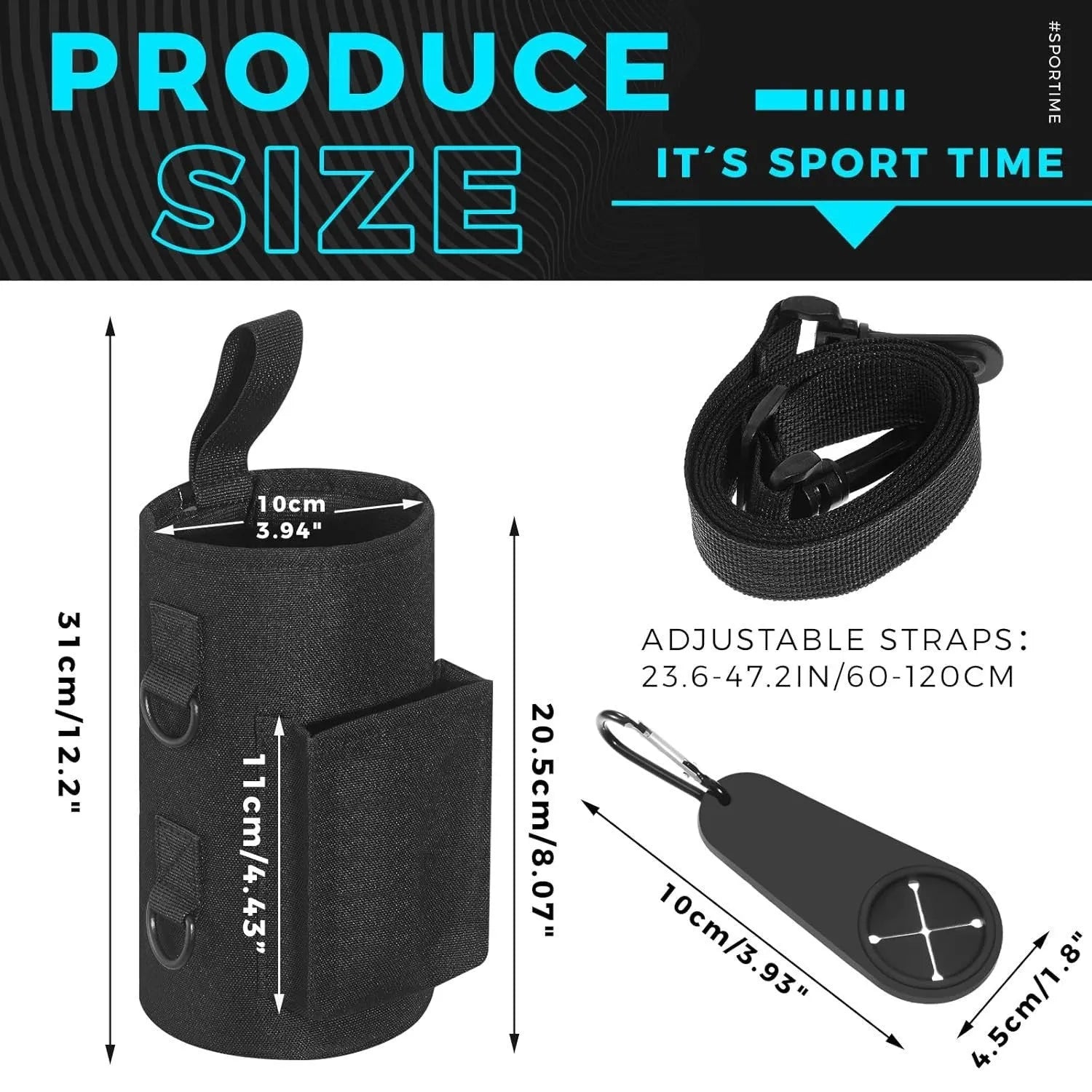 Magnetic waterproof cloth cup cover in black with large capacity for outdoor fitness bottles