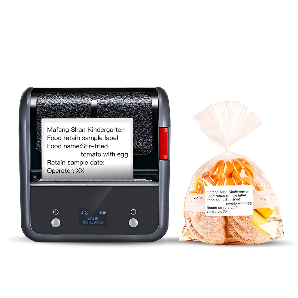 B3S Commercial Smart Label Printer in grey ABS+PC, 203dpi thermal printing, Bluetooth, 116x110x58mm
