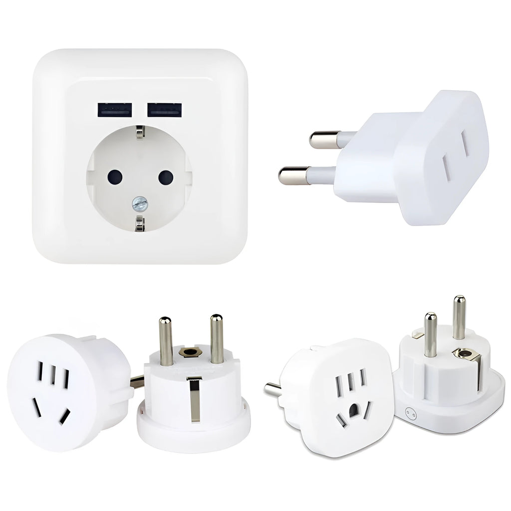 UN80 Chinese American to German standard plug adapter, 250V 10A 2500W, PC flame retardant and brass, EU style