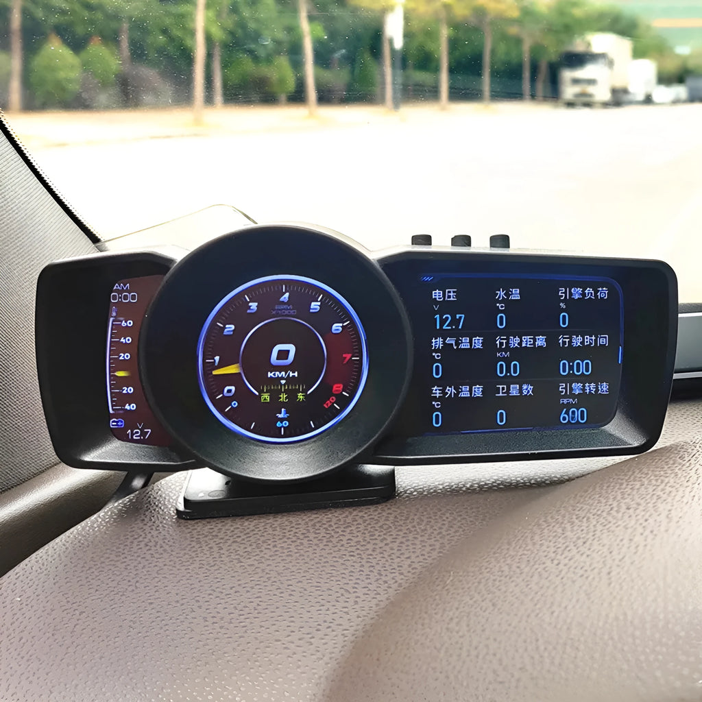 A600 OBDII driving monitor computer with TFT screen showing GPS navigation and vehicle diagnostics display