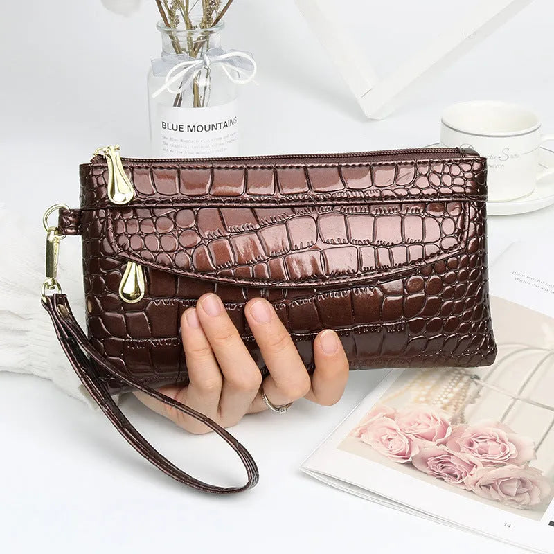 Women's black PU leather messenger shoulder bag showing dimensions and lining