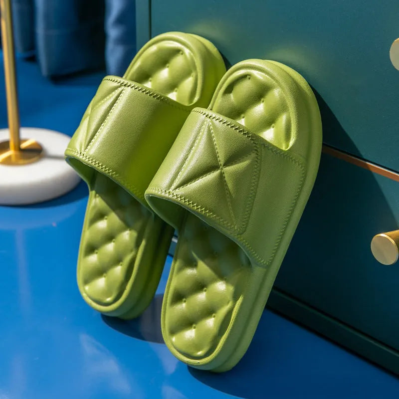Non-slip bathroom slippers with thicker EVA sole in multiple colour options
