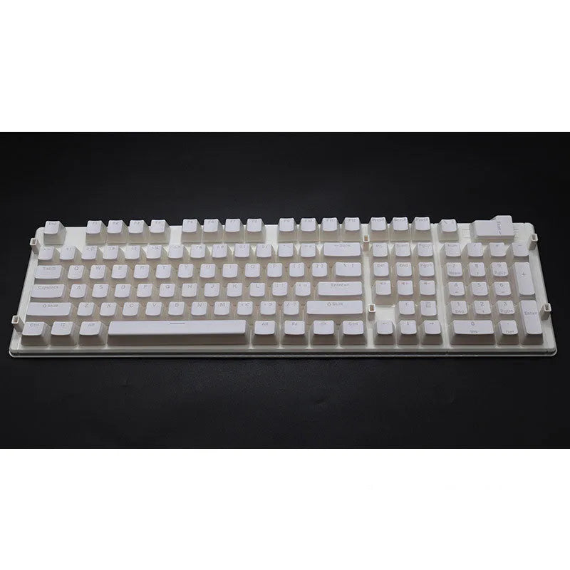 108 key double skin pudding cream PBT translucent mechanical keyboard keycap set showing RGB backlight enhancement