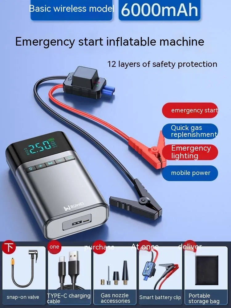 12400mAh automobile emergency start power source with aluminium alloy shell and accessories