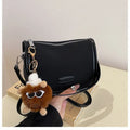 Horizontal square PU messenger bag with leopard print colour option and pendant detail